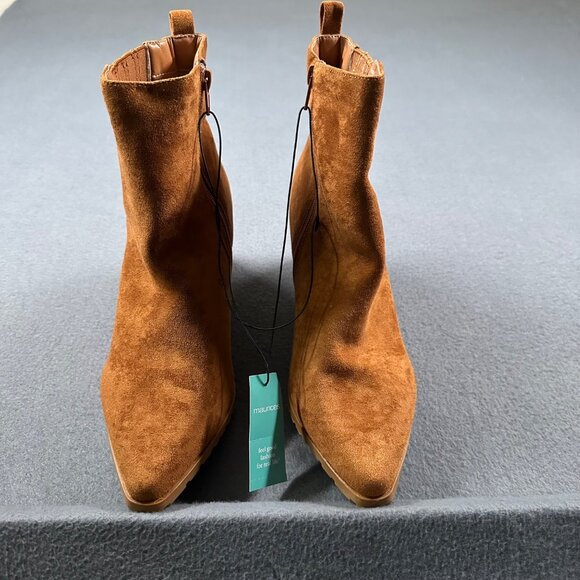 Maurices Womens 9.5 Cognac Brown Pointed Toe Ankle Side Zip Boots Booties NWT - Picture 2 of 11